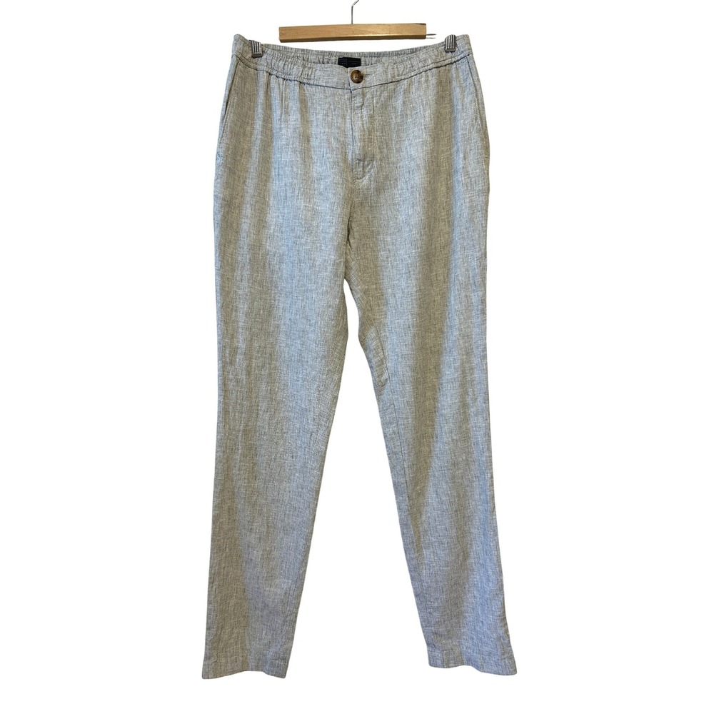 14th & Union Mens Slim Fit Pants Sz M Gray Linen Blend Drawstring Resort Preppy